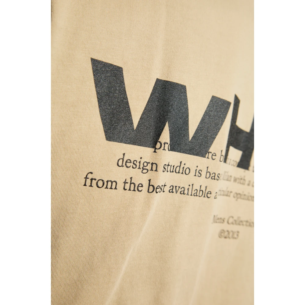 Off White Bedrukt T-shirt Beige Heren