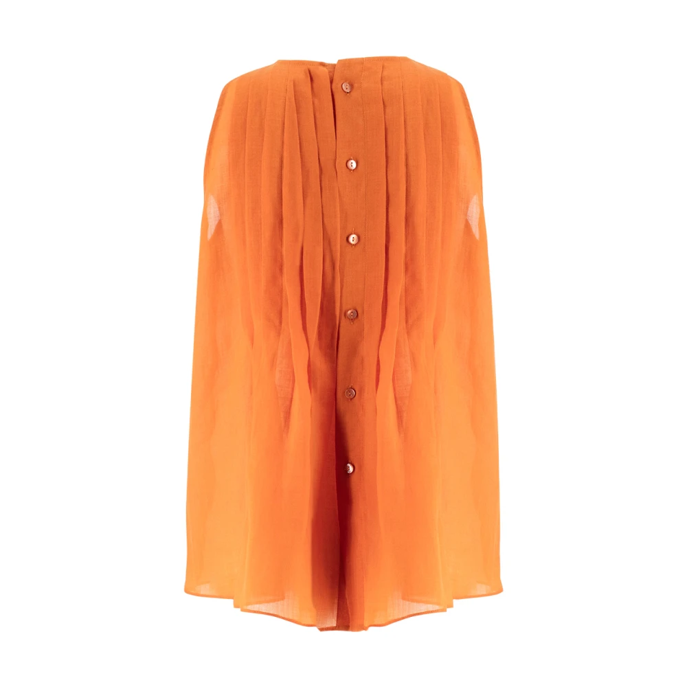 Antonelli Firenze Elegante Geplooide Crew Neck Top Orange Dames