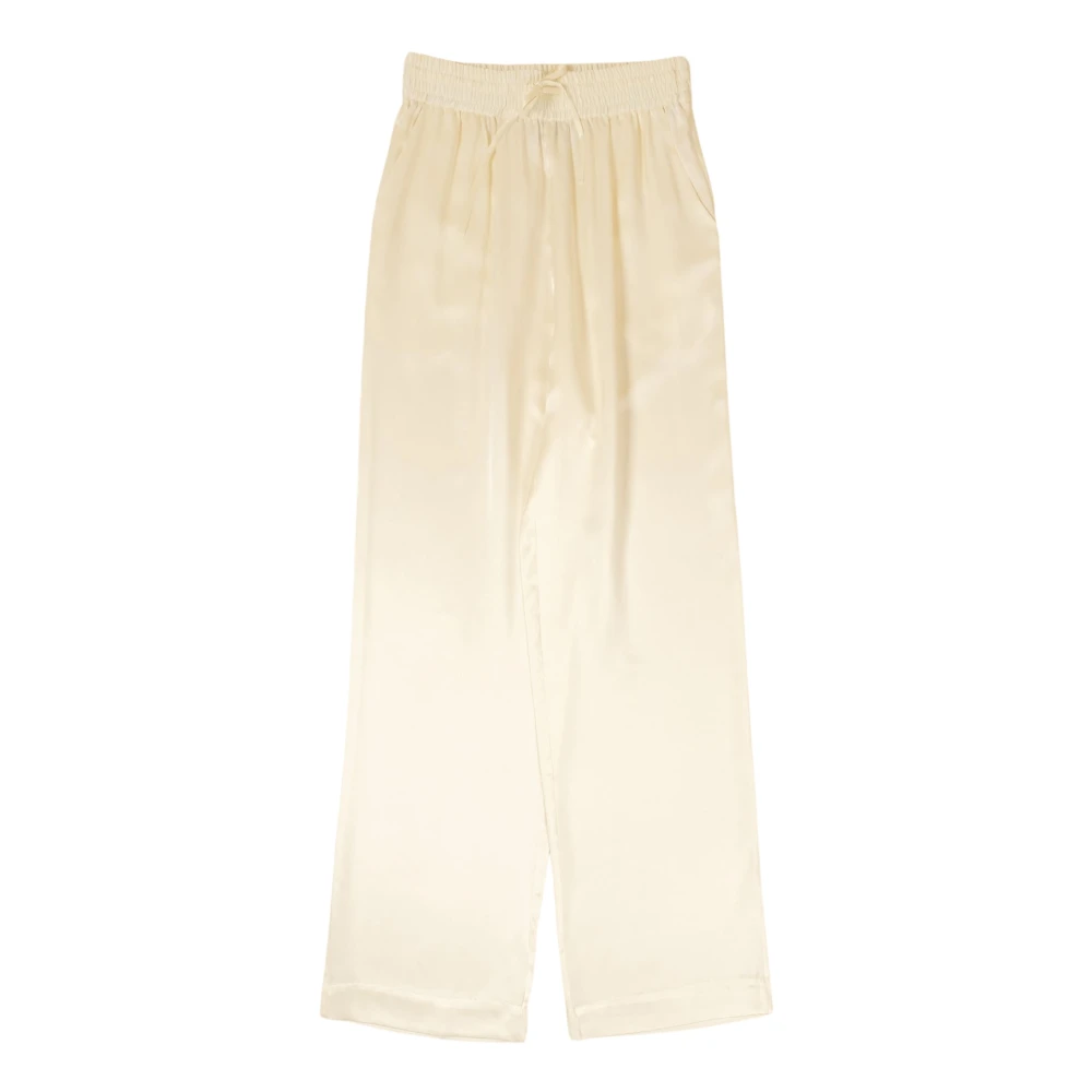 Loulou Studio Zijden Satijnen Elastische Taillebroek Beige Dames