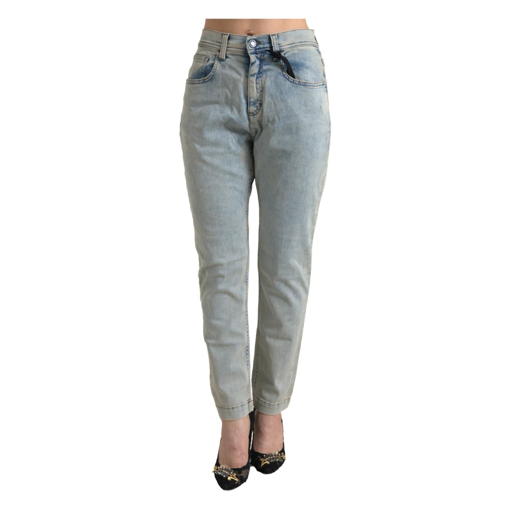 Dolce & Gabbana Women's Blue Slim Fit Jeans, S, Washed Cotton Mid Waist Skinny Jeans
