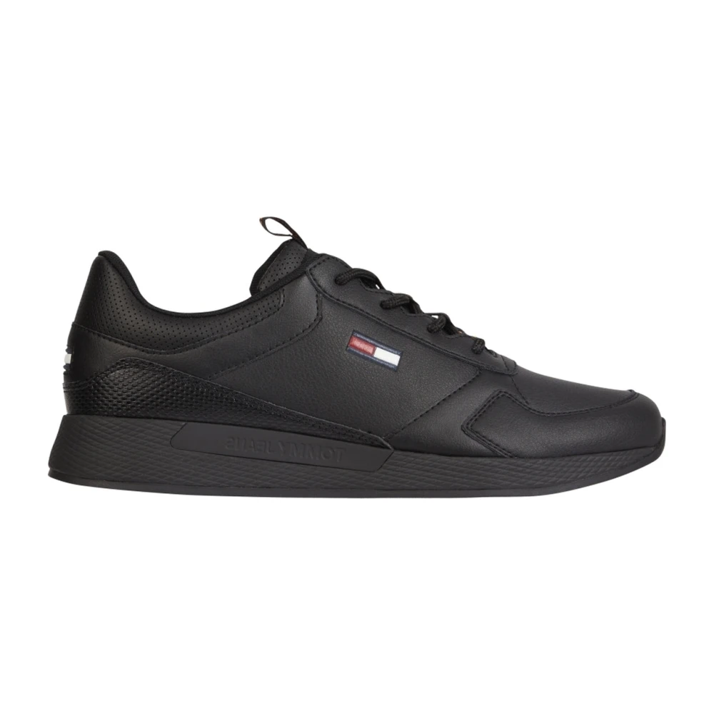 Tommy Jeans Men's Black Sneakers, 10 Uk, Leather Trainers For