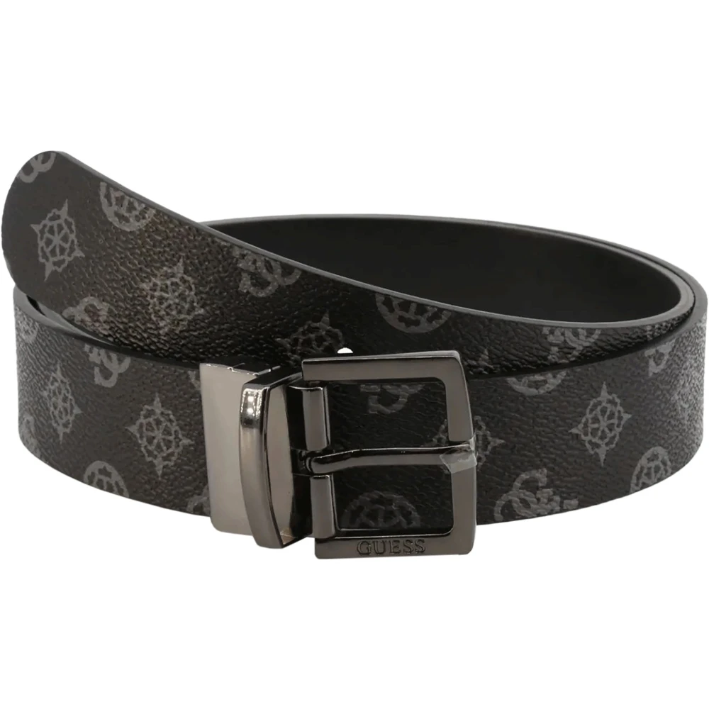 Guess Men's Black Belts, L, Reversible Belt With 4G Print