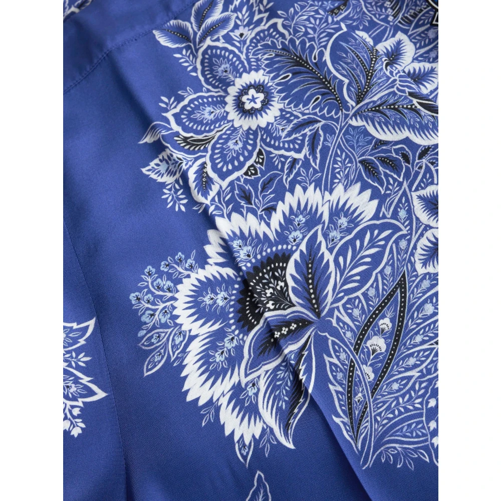 ETRO Blauwe Zijden Casual Broek Blue Dames
