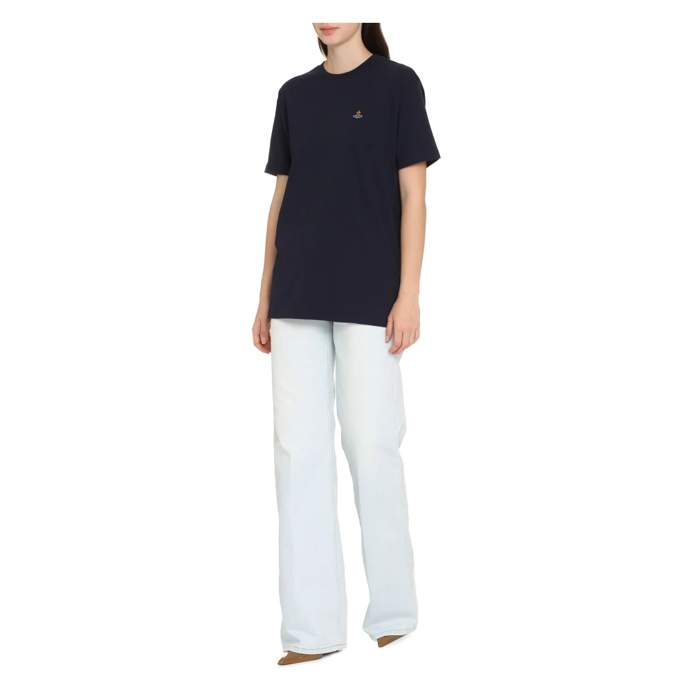 Vivienne Westwood Geribbelde katoenen T-shirt Blue Dames