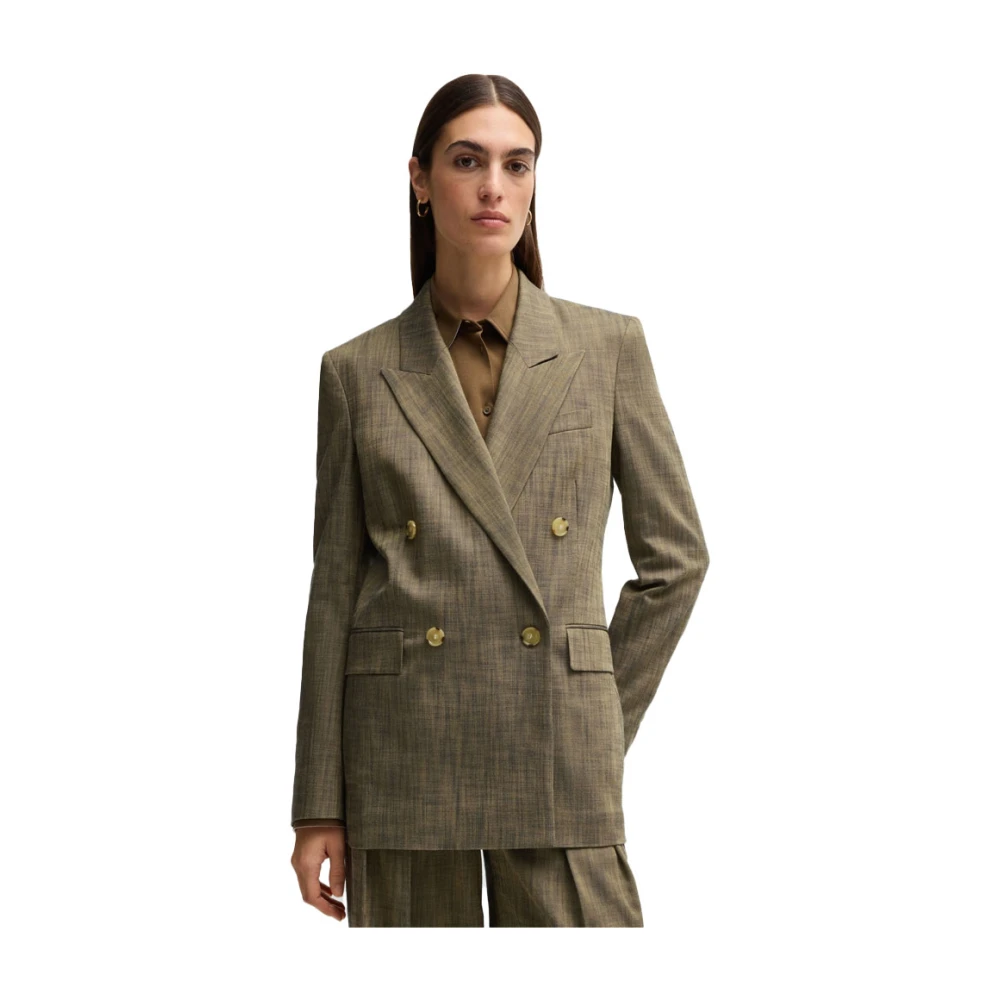 Hugo Boss Groene Melange Sharkskin Tailor Fit Blazer Green Dames