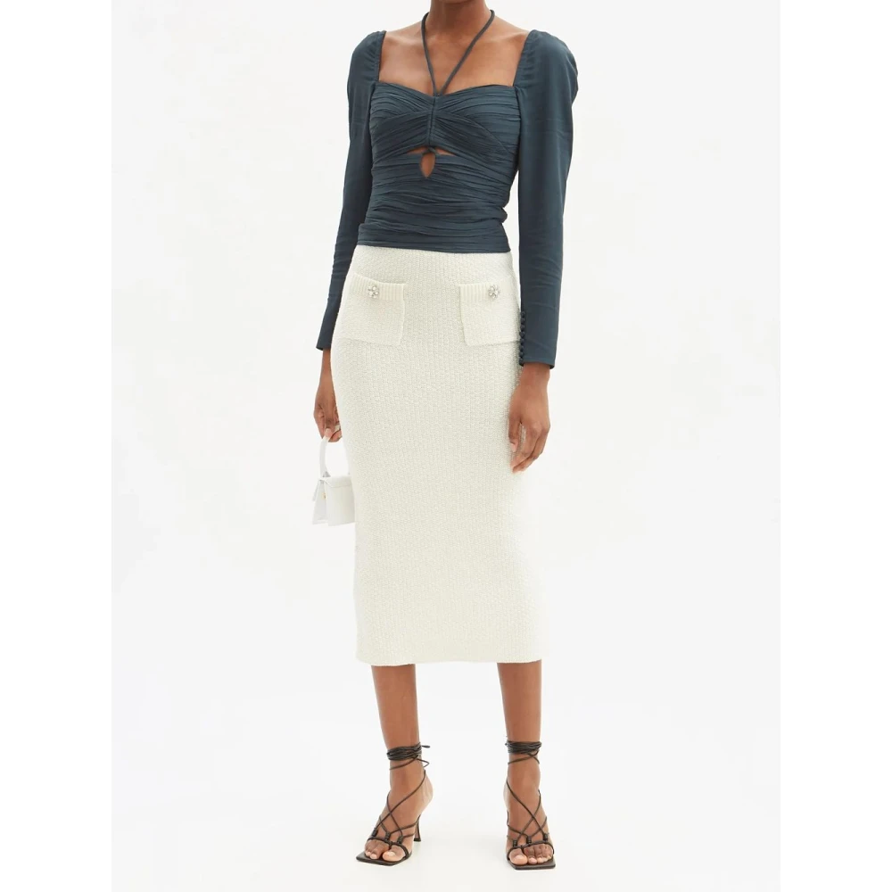 Self Portrait Korte Elastische Crepe Top Ss22-024Tb Green Dames