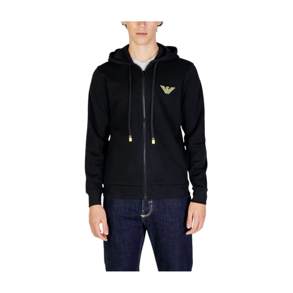 Emporio Armani Zwarte Katoenen Sweatshirt Herfst Winter Collectie Black Heren