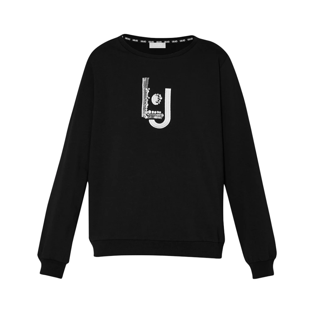 Liu Jo Zwarte Sweater Elegant Veelzijdig Geborduurd Black Dames