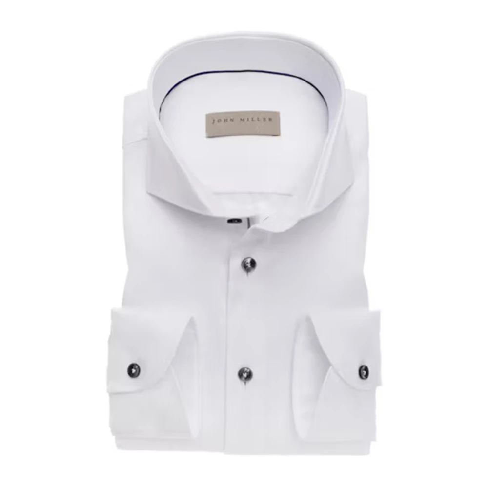 John Miller Wit Tailored Fit Strijkvrij Overhemd White Heren