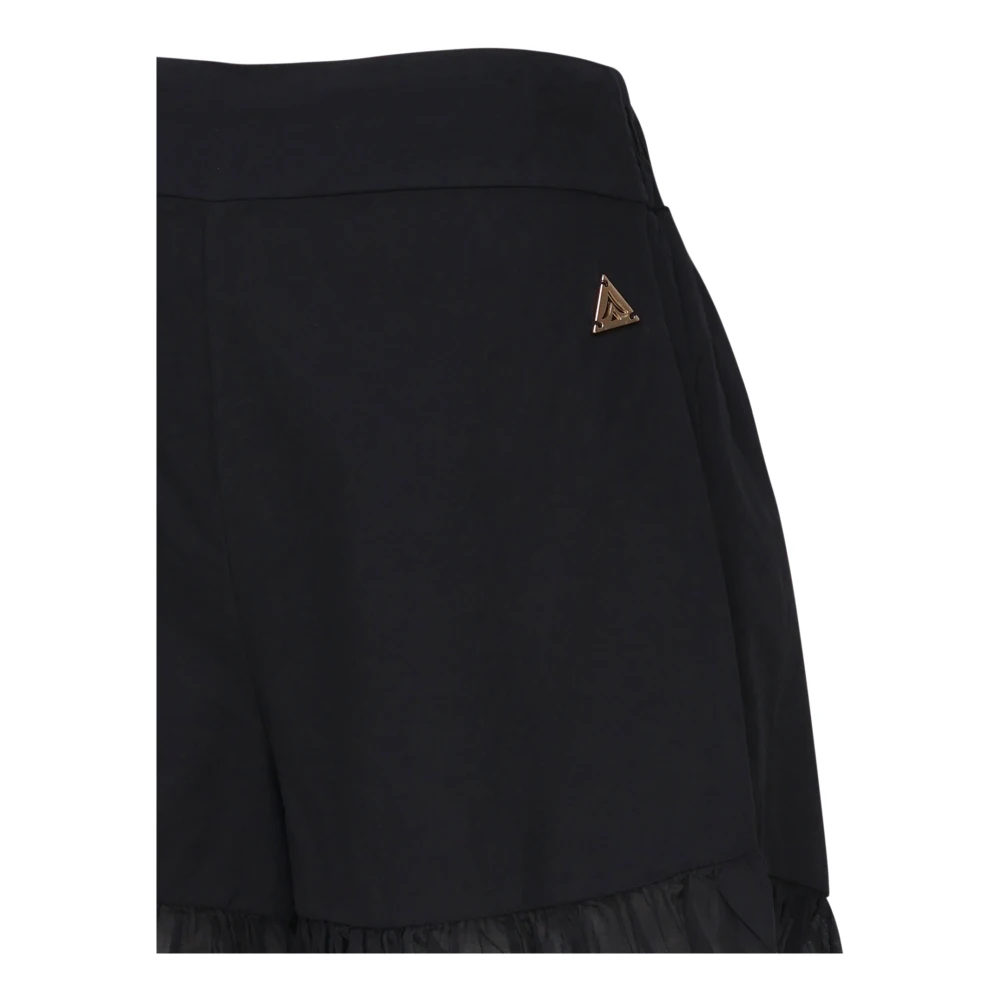 Akep Zwarte Mini Rok Elastische Taille Black Dames