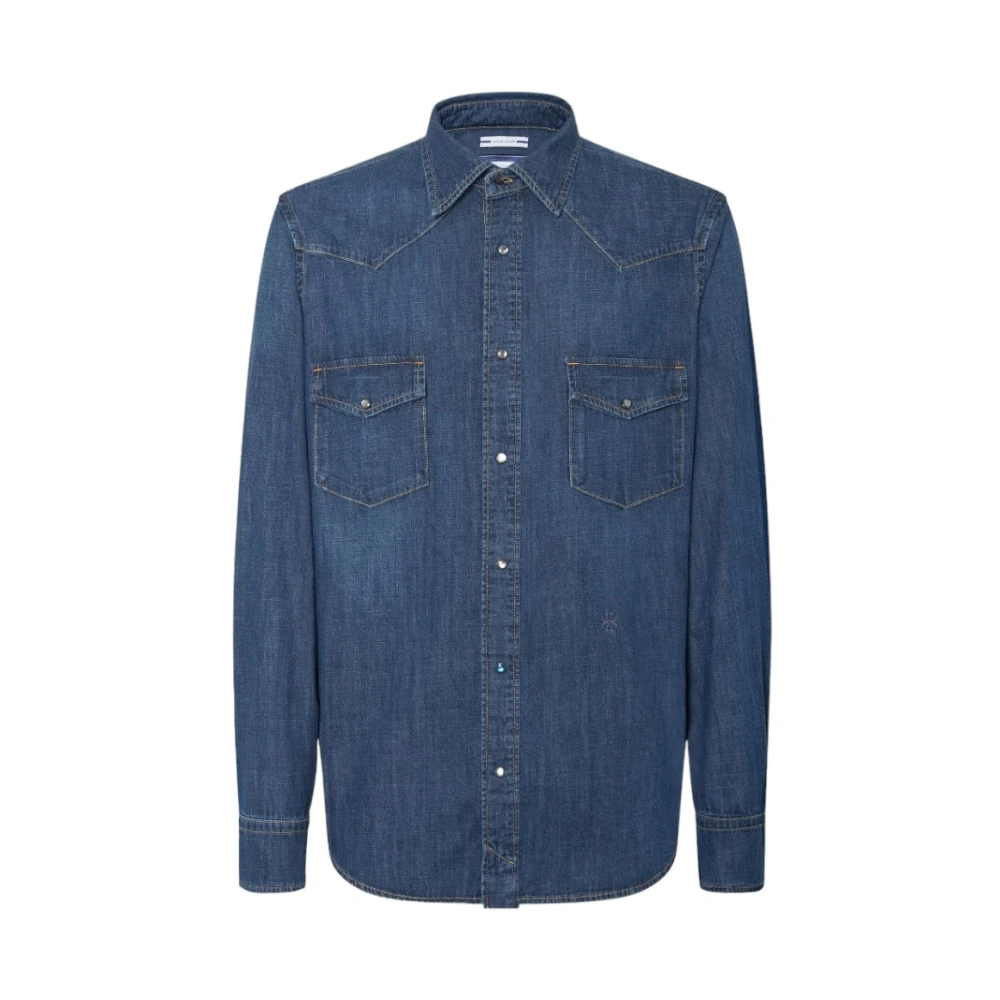 Jacob Cohën Blauwe Overhemden Verhoog Stijl Moderne Man Blue Heren
