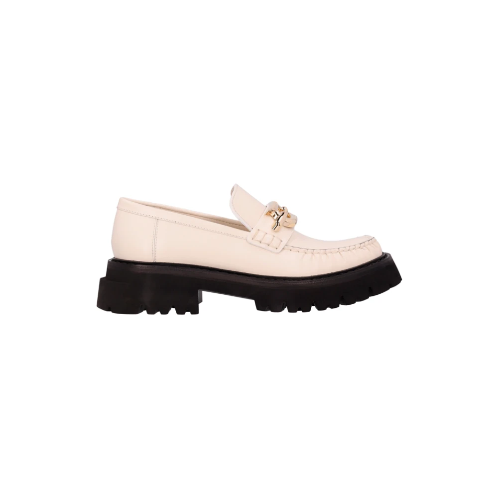 Ferragamo Women's White Loafers, 6 Uk, Ingrid Leather Loafers