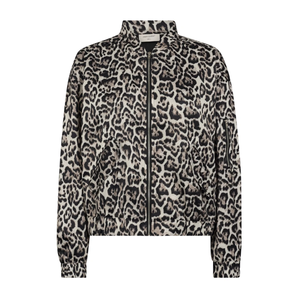 Freequent Luipaardprint Bomberjack Zilver Gray Dames
