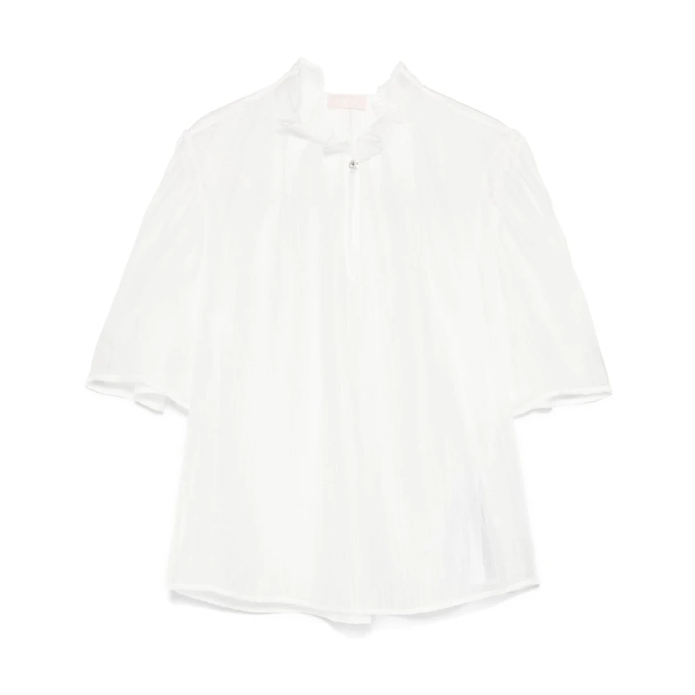 Liu Jo Witte Jurk met Knoopsluiting en Sleutelgat Hals White Dames