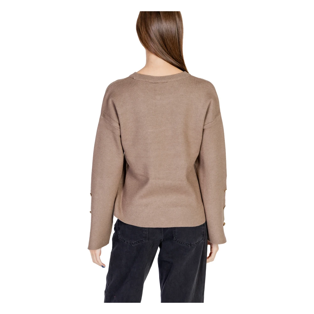 Vila Bruin Gebreid Ronde Hals Trui Brown Dames