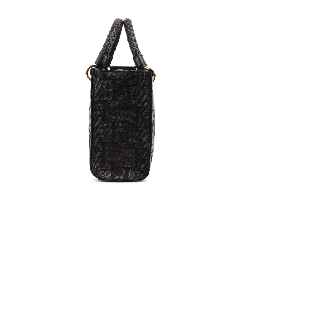 Elisabetta Franchi Kleine Jacquard Logo Shopper Tas Black Dames