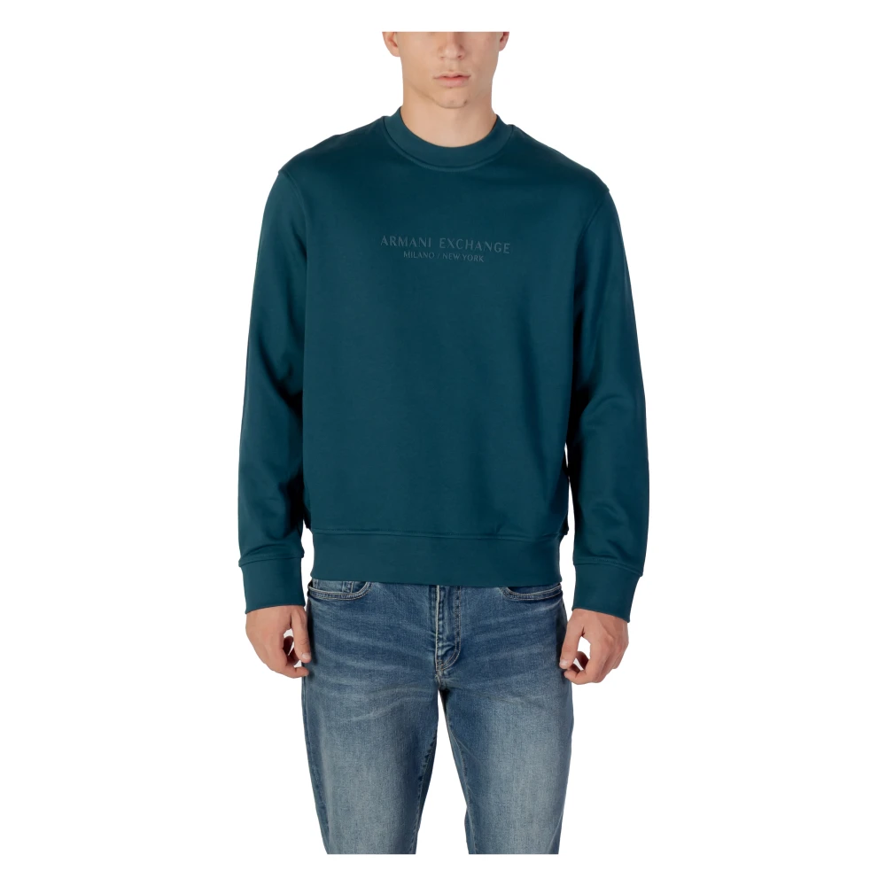 Armani Exchange Herr Grön Sweatshirts & Hoodies 2XL, Bomull, Minimalist Crewneck Sweatshirt Xm001284 Af20934
