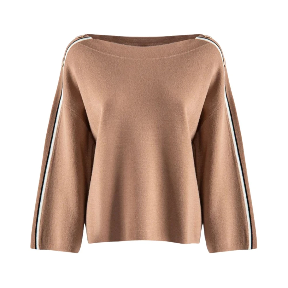 Nenette Boot Hals Wijde Mouw Trui Brown Dames