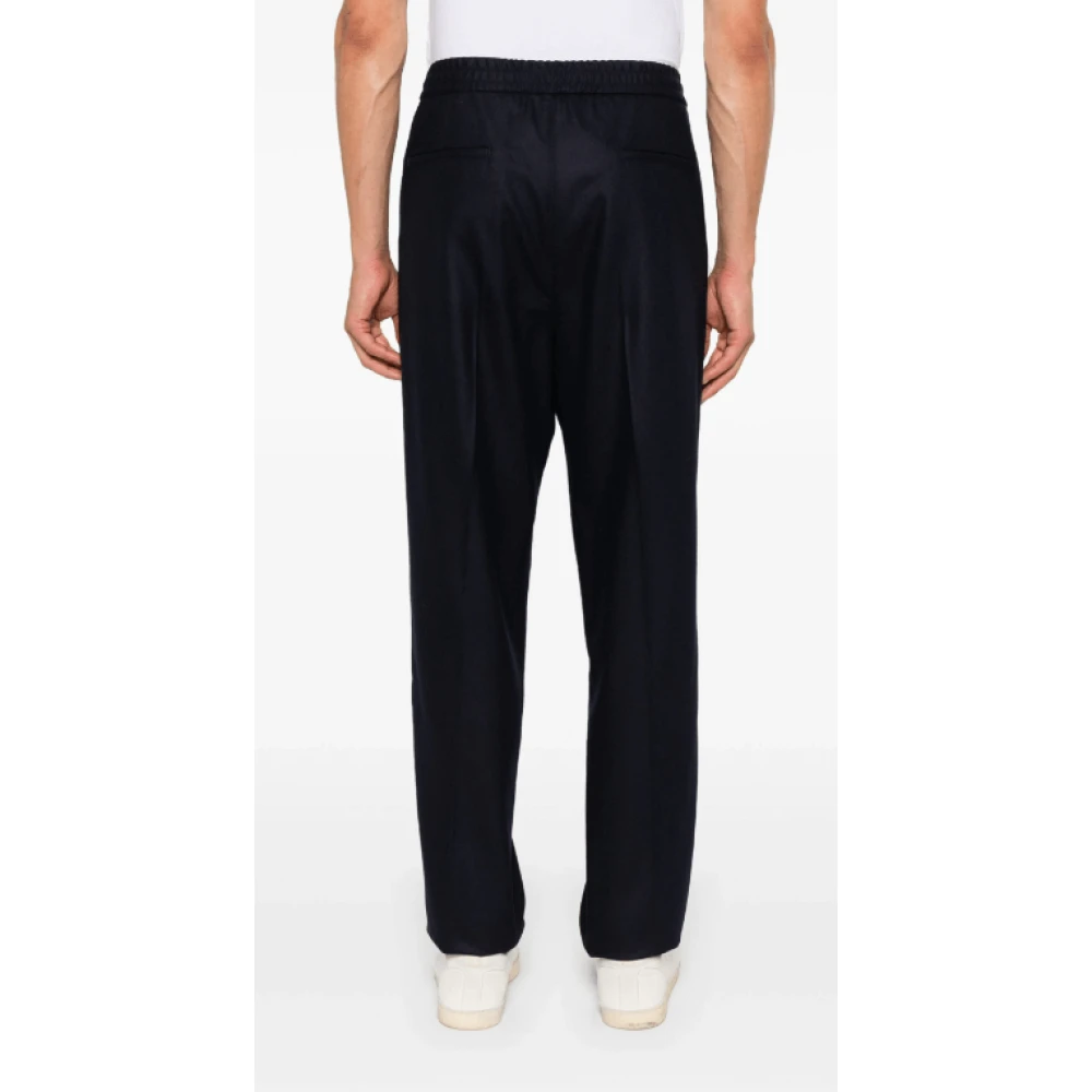BRUNELLO CUCINELLI Marineblauwe Wollen Geplooide Broek Blue Heren