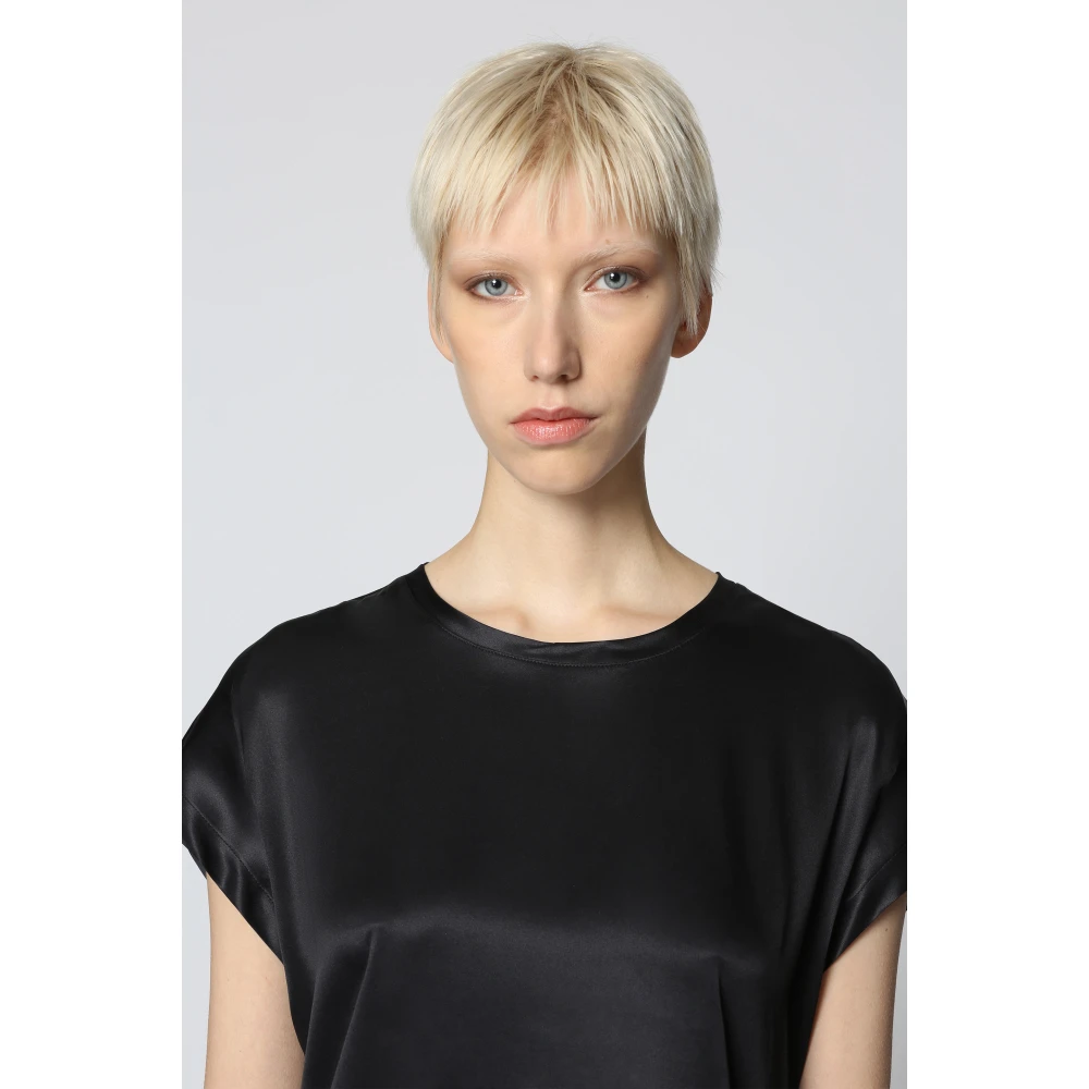 pinko Zijden blouse met zijsplitten Black Dames
