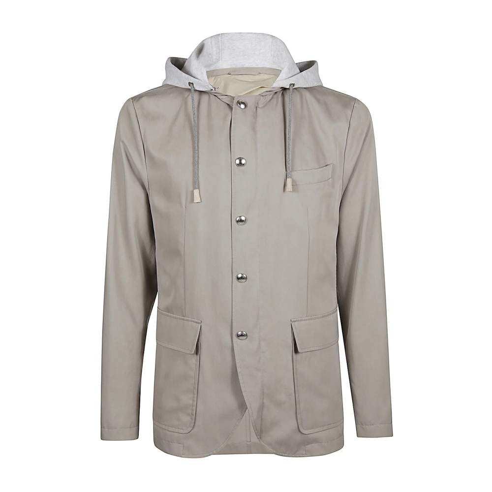 Eleventy Zijden Hoodie en Fleece Jas Gray Heren