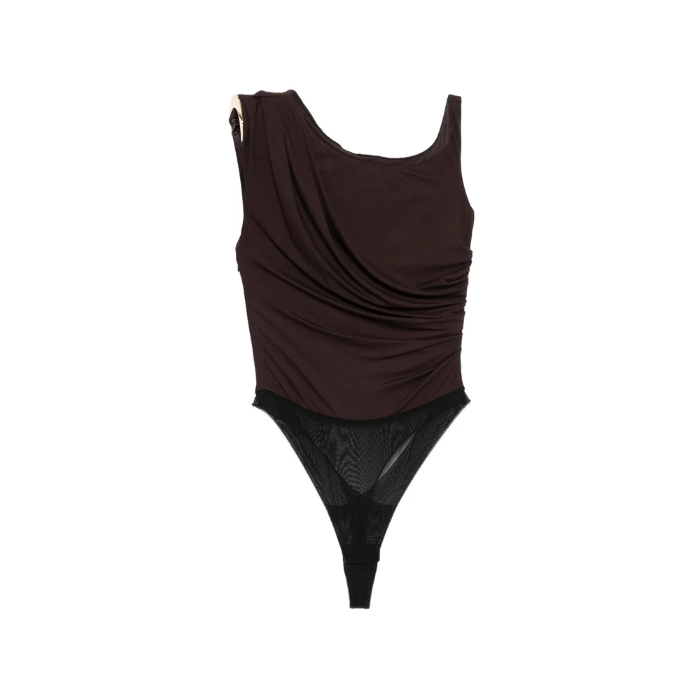 Elisabetta Franchi Donna Marrone - Body In Jersey Con Dettaglio Gioiello Sulla Spalla - Tops - S