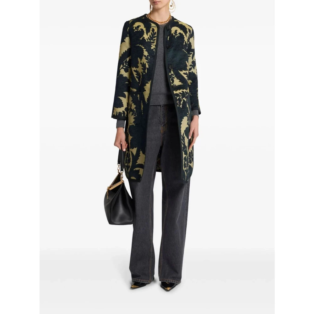 ETRO Omkeerbare knielange bloemen jacquard jas Multicolor Dames