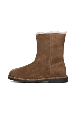 Brun Shearling Dragkedjeboots för Kvinnor
