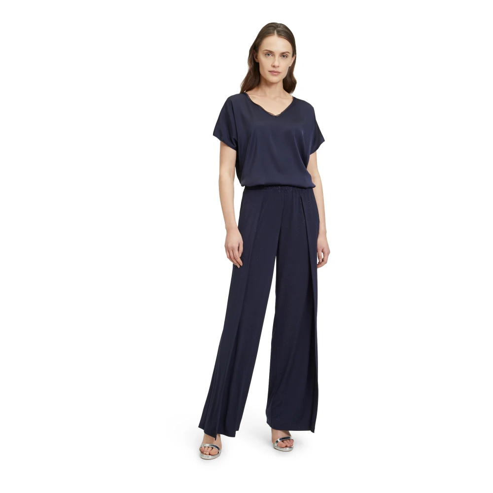 Vera Mont Satin V-hals Blouse Blue Dames
