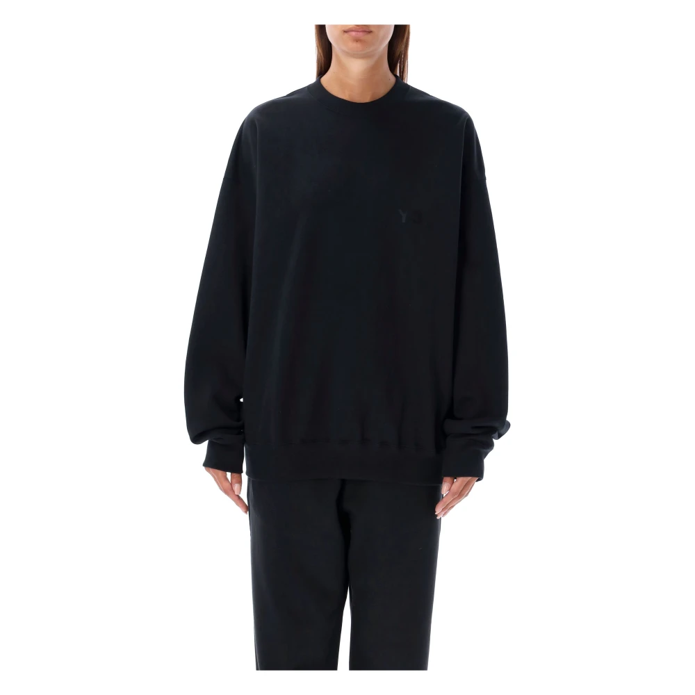 Y-3 Zwart Logo Crewneck Gebreide Kleding Aw24 Black Dames