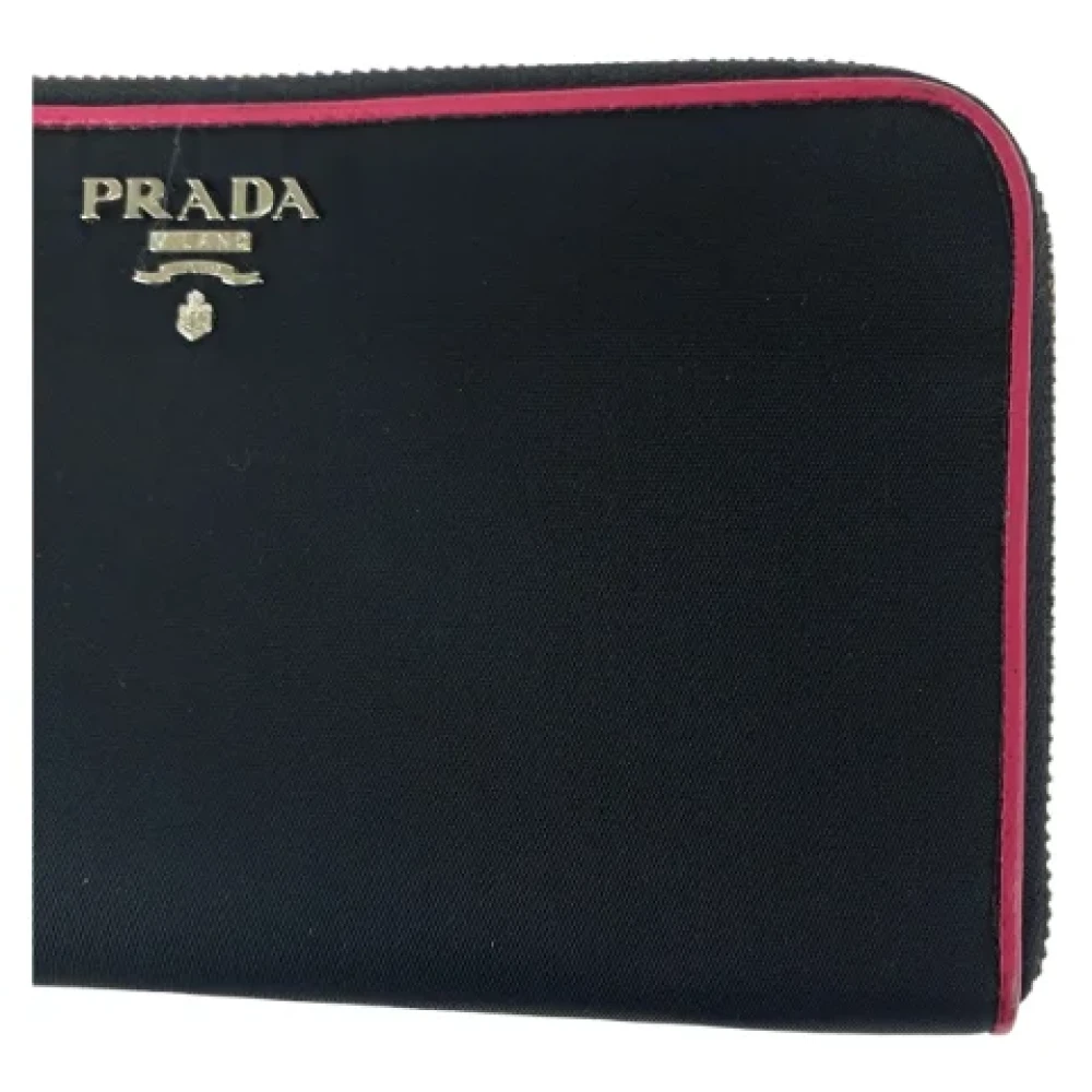 Prada Vintage Pre-owned Canvas wallets Black Dames