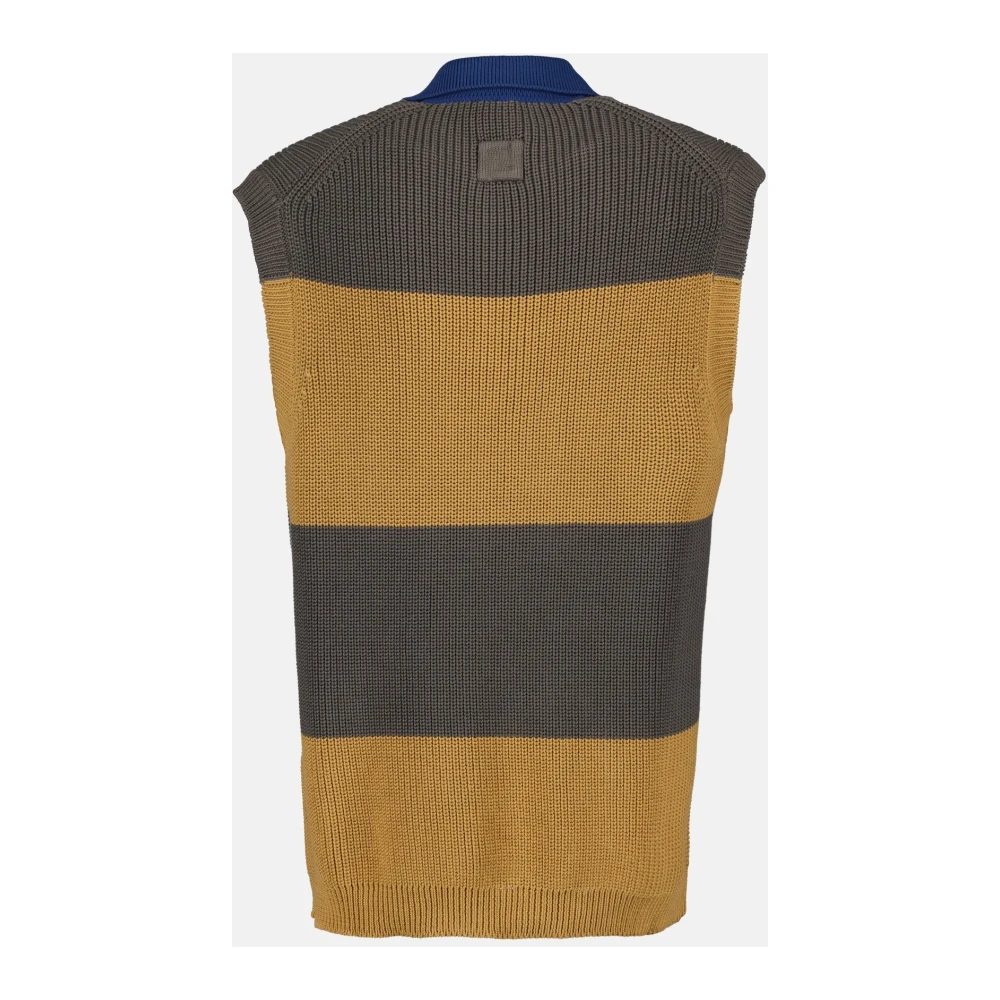 Fendi Geel en bruin mouwloos poloshirt Brown Heren