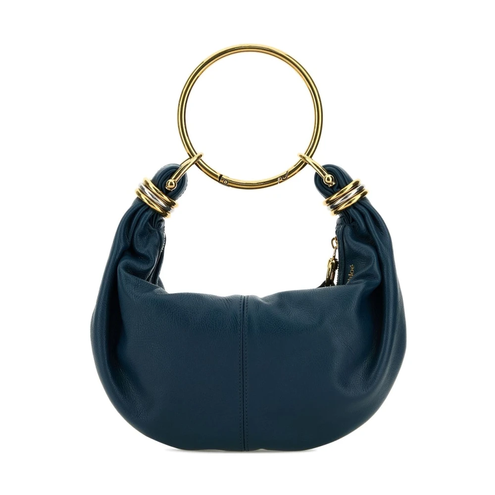 Chloé Blauwe Hobo Tas met Gouden Logo Blue Dames