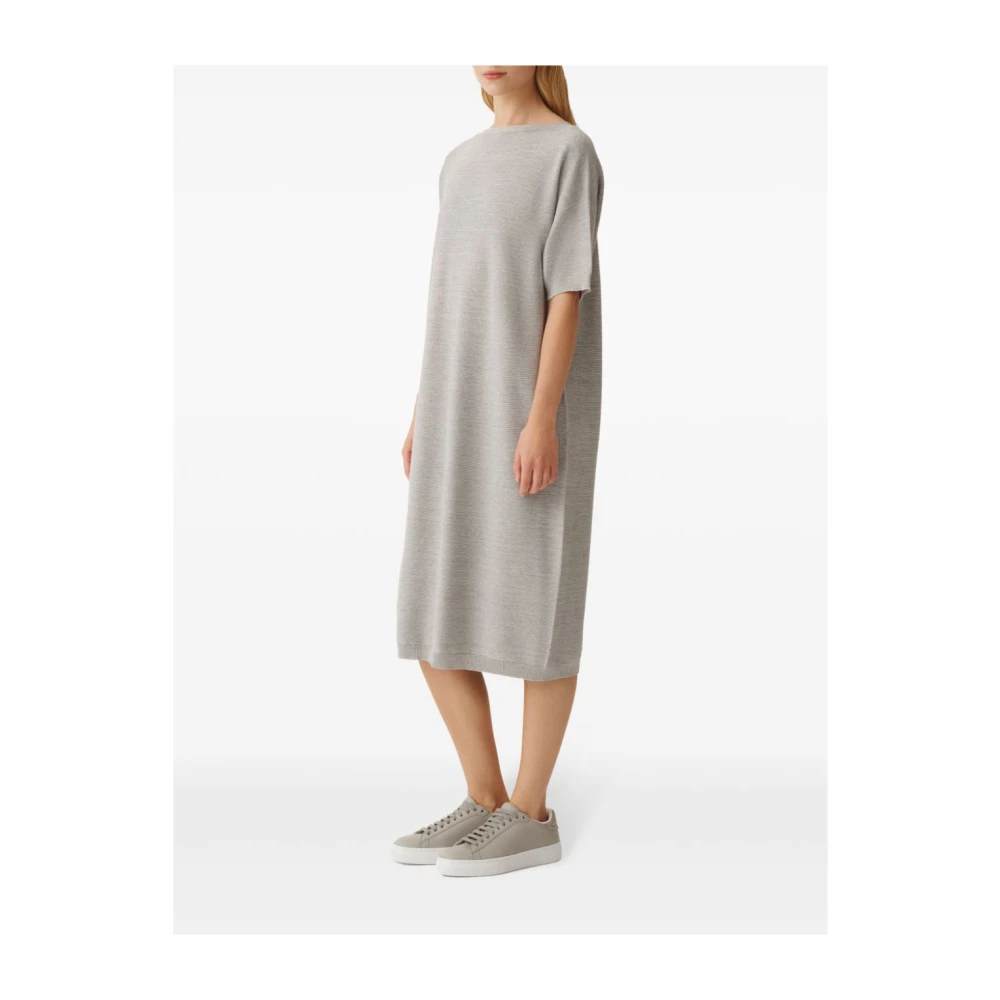 Fabiana Filippi Grijze Boothals Jurk Knielengte Gray Dames