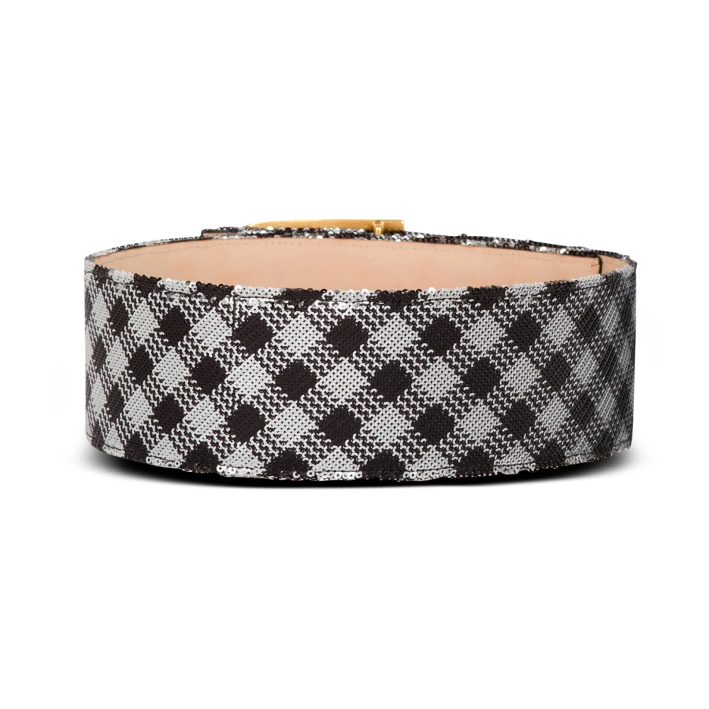 Balmain Gingham geborduurde B-Riem Black Dames