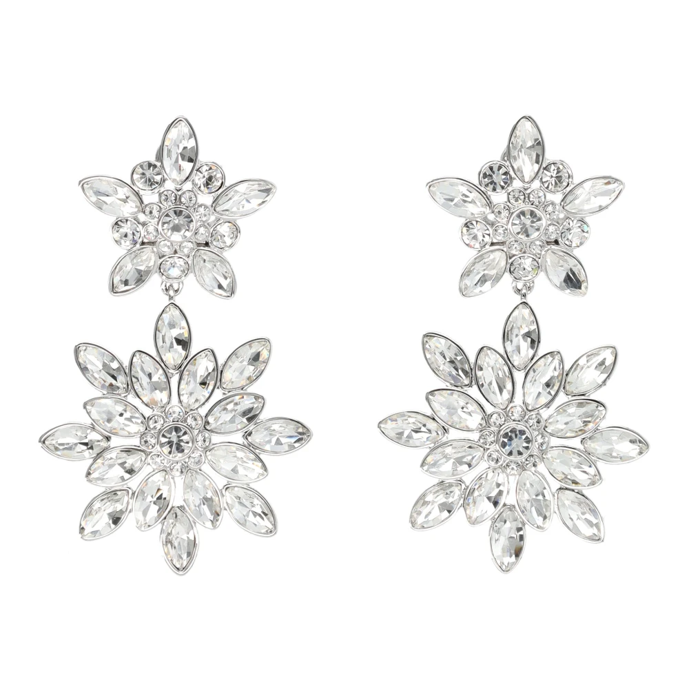 Self Portrait Women's Gray Crystal Tiered Earrings