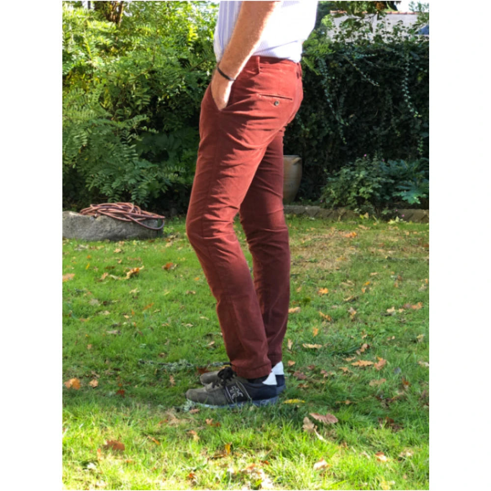 Mason's Slim Fit Fluweel Katoenen Chino Broek Red Heren