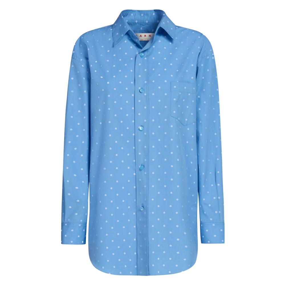 Marni Overhemd met micro polka dots Blue Dames
