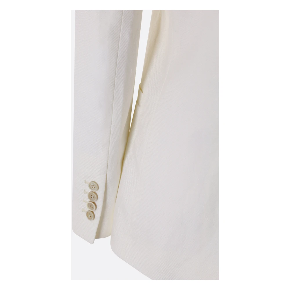 Chloé Ivoor linnen getailleerd jasje met V-hals en knoopmanchetten White Dames