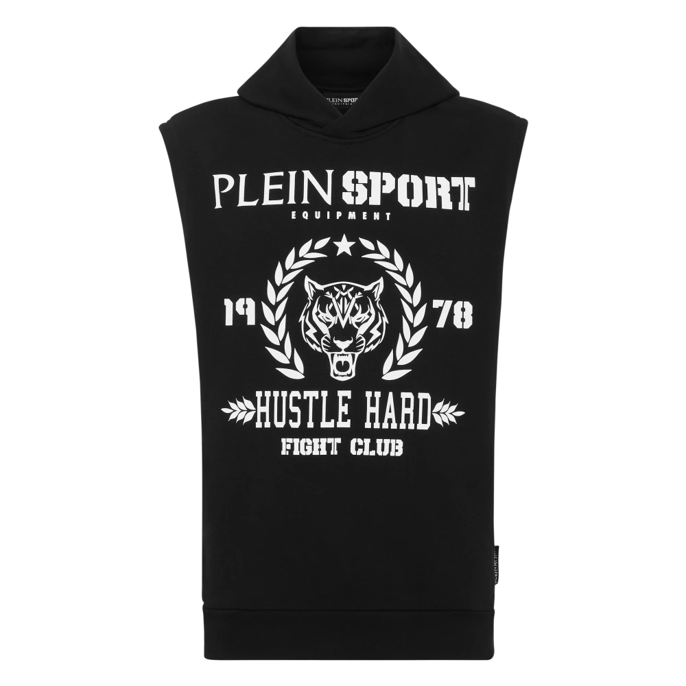 Plein Sport Men's Black Hooded Sweatshirt Tiger - Training T-Shirts & Tops - L - Sport