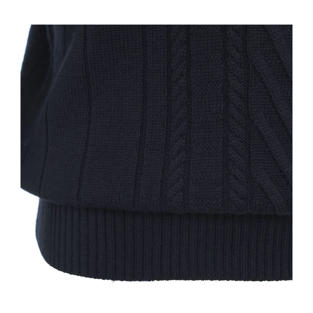 Paolo Pecora Blauwe Gebreide Trui Aw24 Handwas Blue Heren