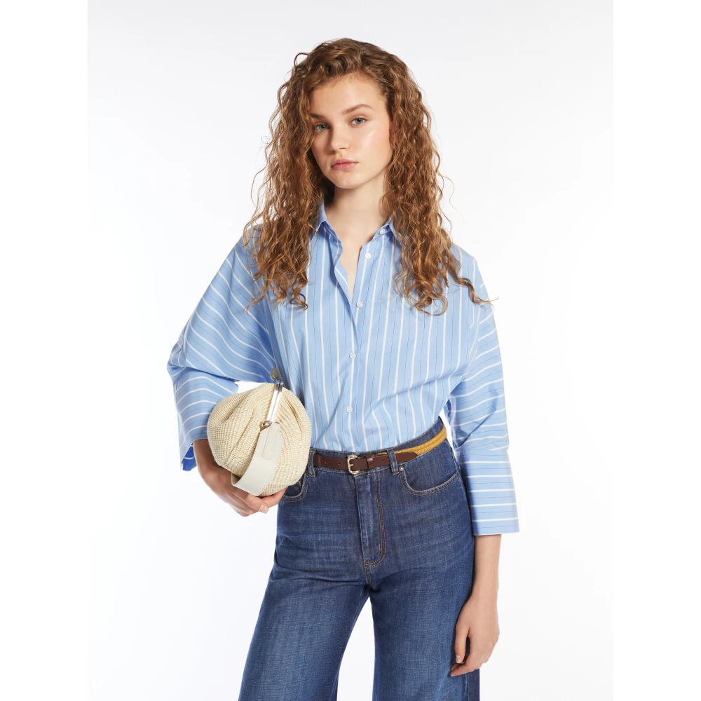 Max Mara Weekend Katoenen Popeline Overhemd Blue Dames