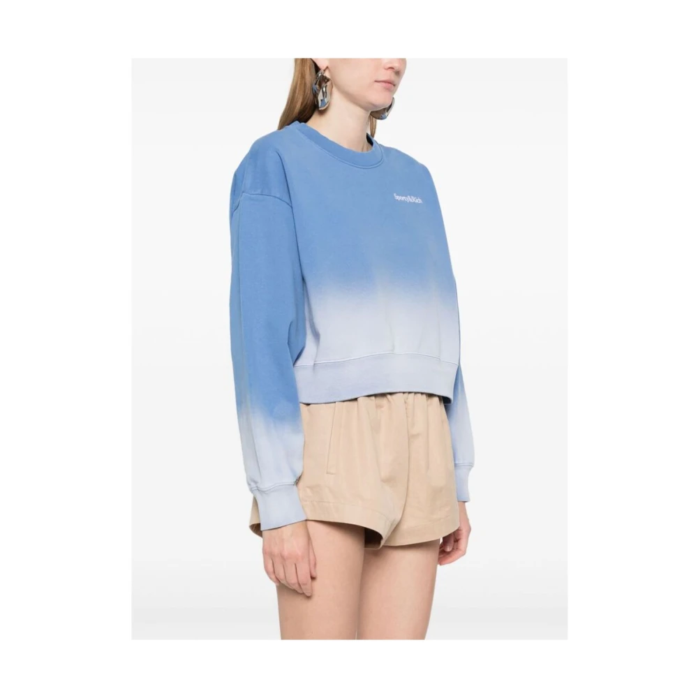 Sporty & Rich Korenbloemblauwe Crew Neck Logo Sweatshirt Blue Dames