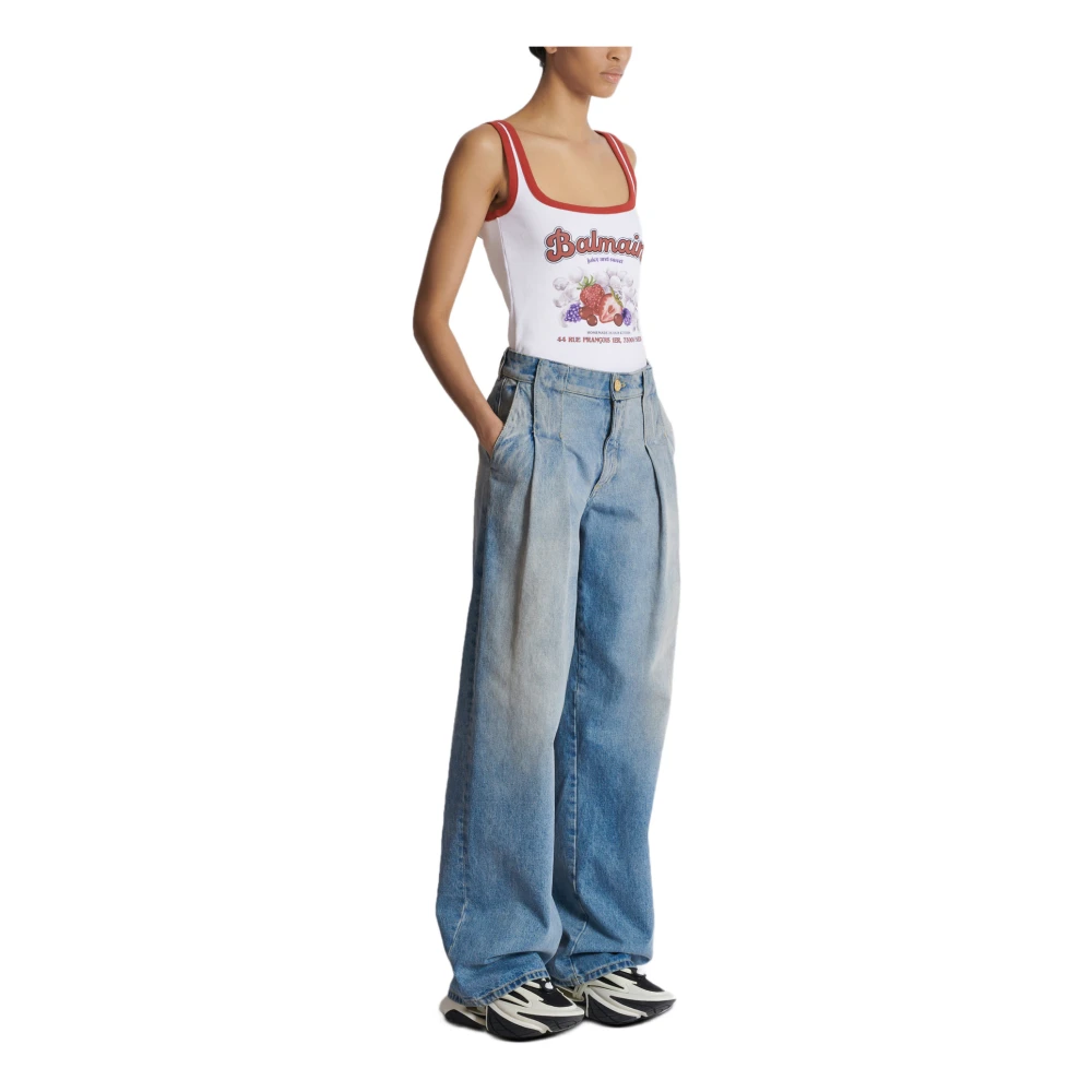 Balmain Geplooide denim jeans Blue Dames