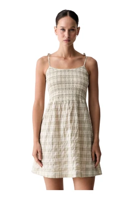 Checked Strappy Mini Dress