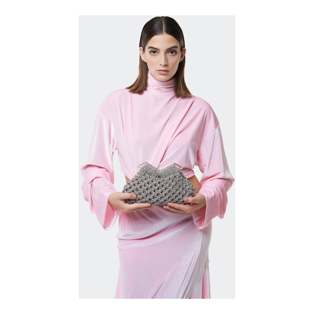 Hibourama Handgeweven Diamanten Clutch met Kristallen Gray Dames