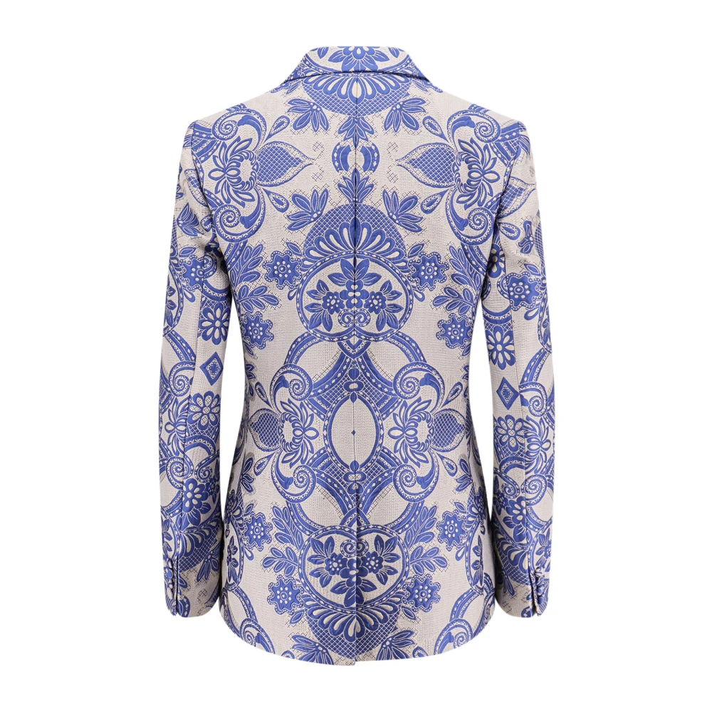 ETRO Geborduurde zijde blend peak lapel blazer Blue Dames