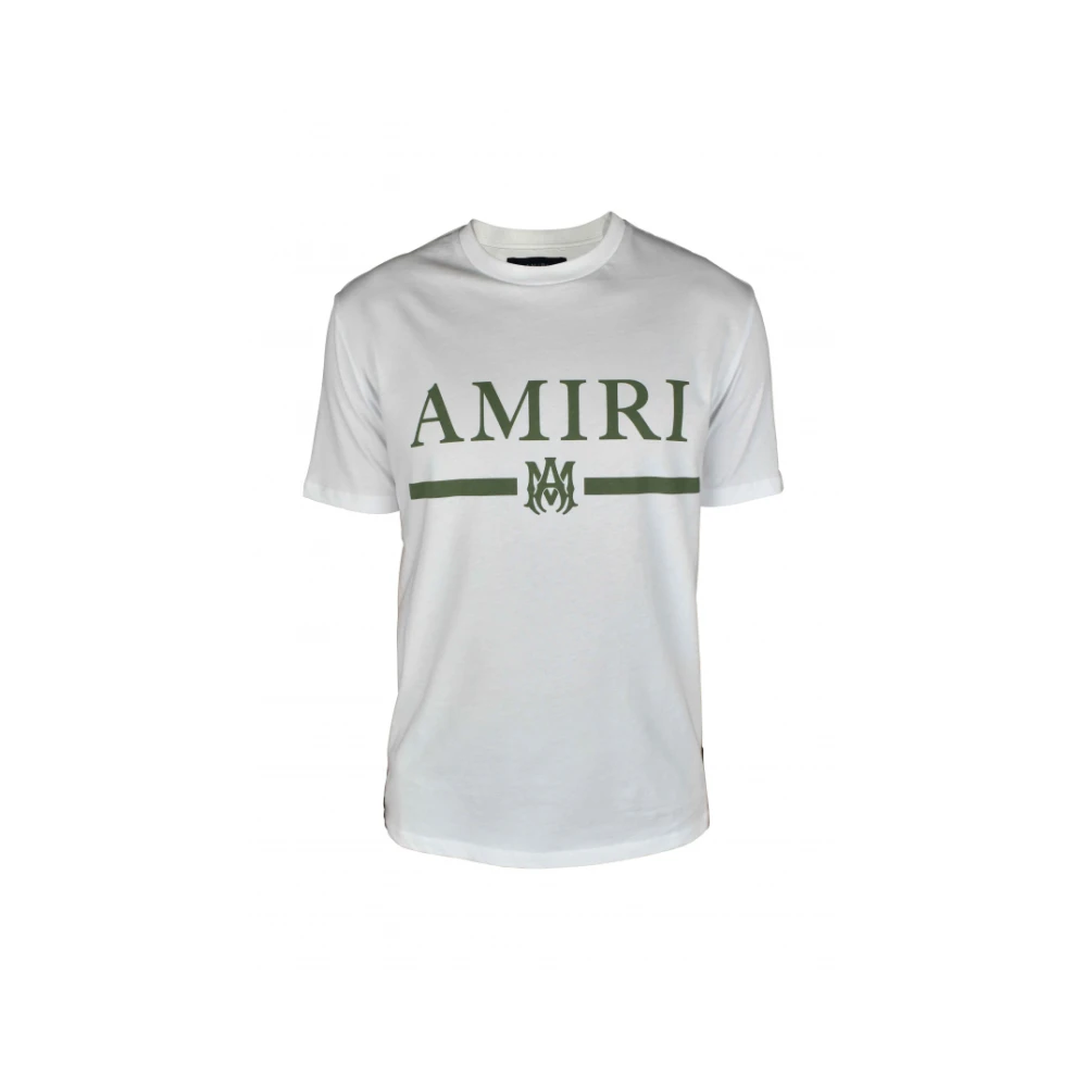 Amiri Witte Ronde Hals T-shirt met Khaki Logo Print White Heren