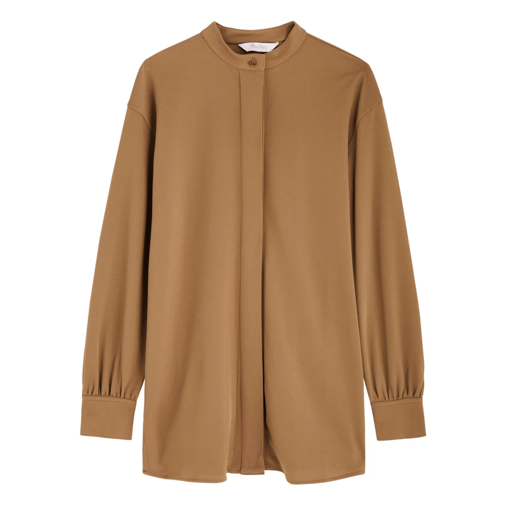 Max Mara Brun Crepe Blus med Dold Knappstängning Brown, Dam