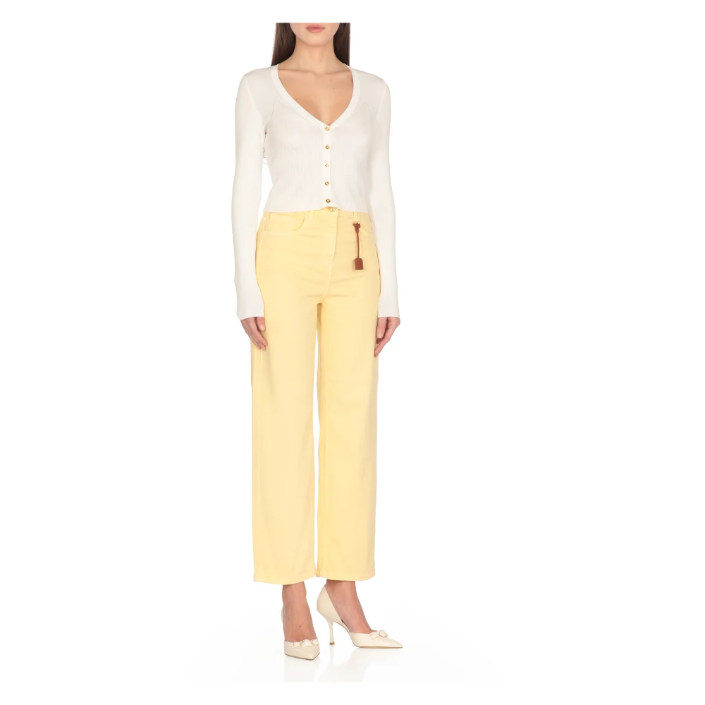 Elisabetta Franchi Ivory V-Neck Cardigan Sweater Beige Dames